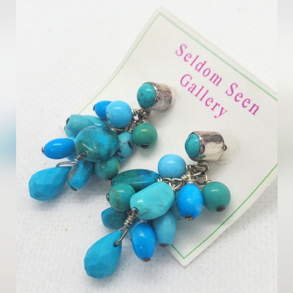 Seldom Seen Gallery-handmade Elegant natural Turquoise bead Drop Earrings